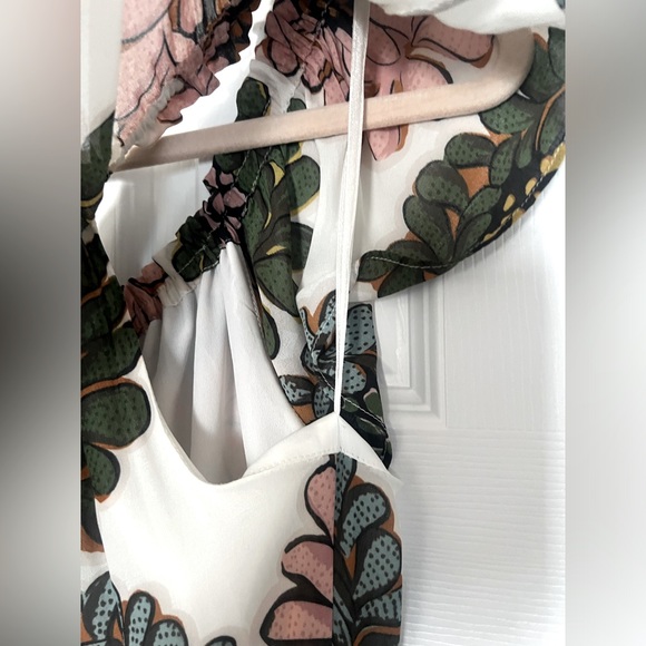 Loft Maxi Dress, size 14 tall, floral print, off shoulder with tie waste accent - Picture 5 of 5